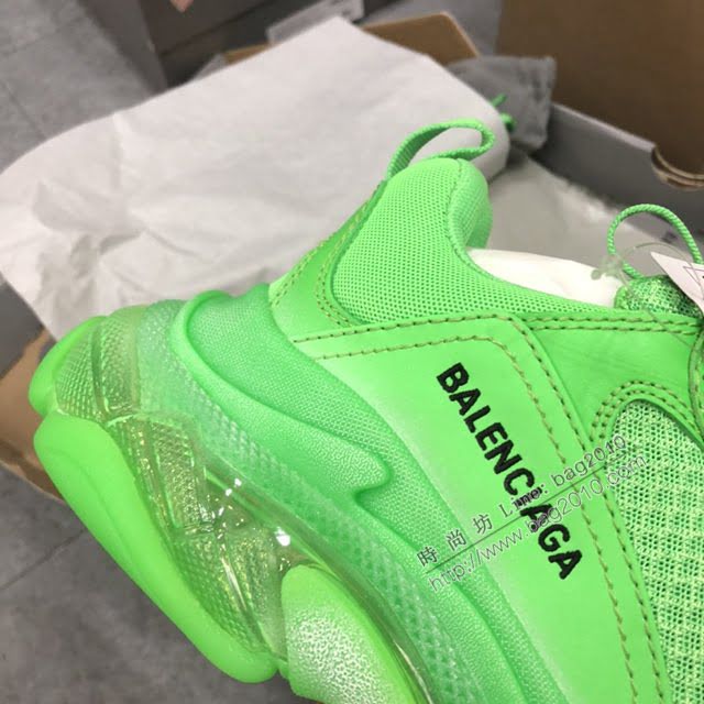 Balenciaga經典款男鞋 真氣墊底綠色巴黎世家頂級版本透明氣墊鞋 Balenciaga Triple S老爹鞋 Balenciaga情侶款老爹鞋  hdbl1004
